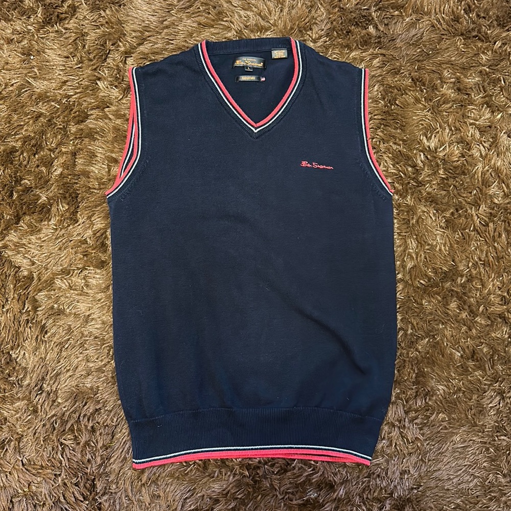 BEN SHERMAN Sweater Vest Navy/Red Skinhead Rudeboy MOD Sharp Casual Oi! Jumper
